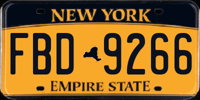 NY license plate FBD9266