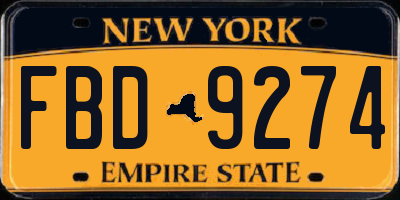 NY license plate FBD9274