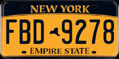 NY license plate FBD9278