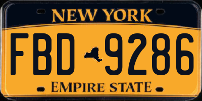 NY license plate FBD9286