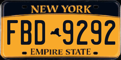 NY license plate FBD9292