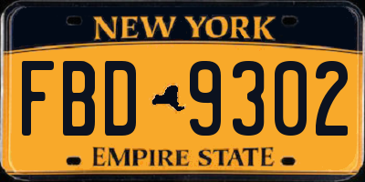 NY license plate FBD9302