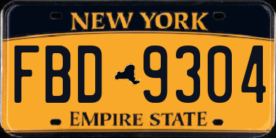 NY license plate FBD9304