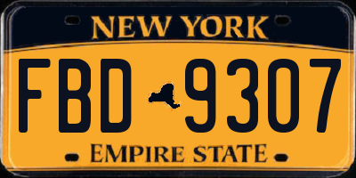 NY license plate FBD9307