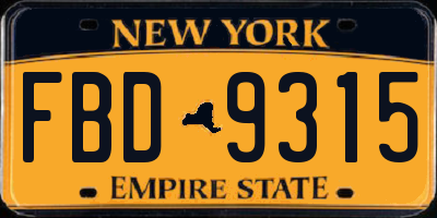 NY license plate FBD9315