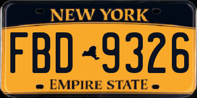NY license plate FBD9326