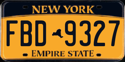 NY license plate FBD9327