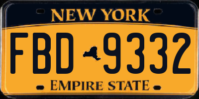 NY license plate FBD9332