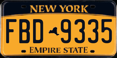 NY license plate FBD9335