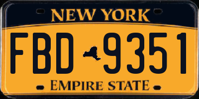 NY license plate FBD9351