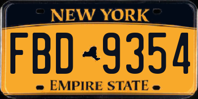 NY license plate FBD9354