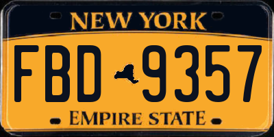 NY license plate FBD9357