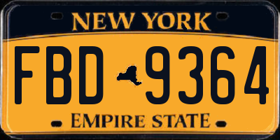 NY license plate FBD9364