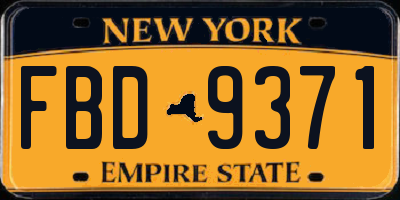 NY license plate FBD9371