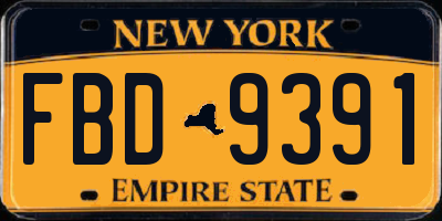 NY license plate FBD9391