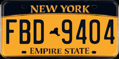 NY license plate FBD9404