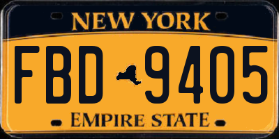 NY license plate FBD9405