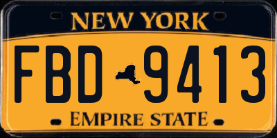 NY license plate FBD9413