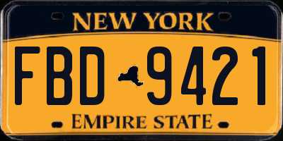 NY license plate FBD9421