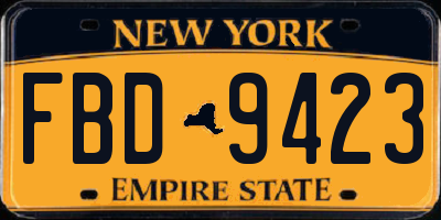 NY license plate FBD9423