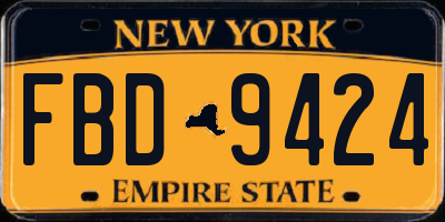 NY license plate FBD9424