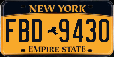 NY license plate FBD9430