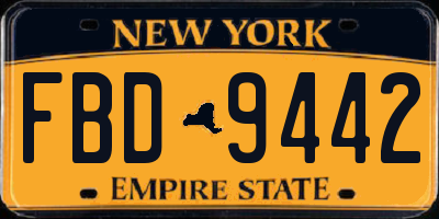 NY license plate FBD9442