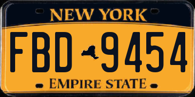 NY license plate FBD9454