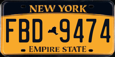 NY license plate FBD9474