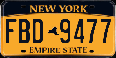 NY license plate FBD9477