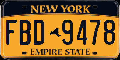 NY license plate FBD9478
