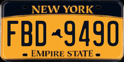 NY license plate FBD9490