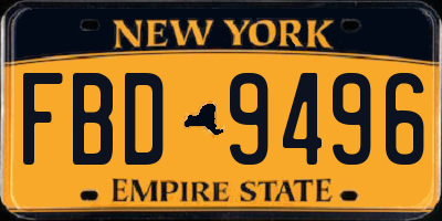 NY license plate FBD9496