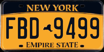 NY license plate FBD9499