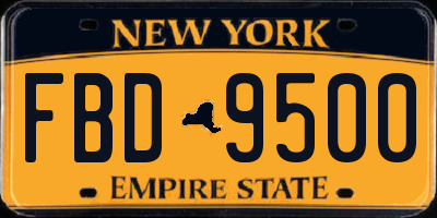 NY license plate FBD9500