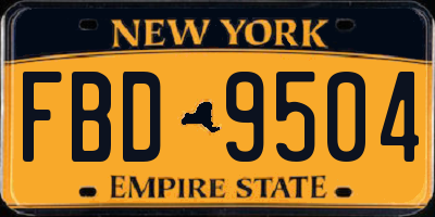 NY license plate FBD9504