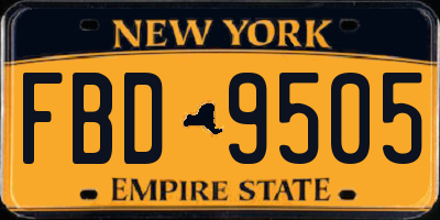 NY license plate FBD9505
