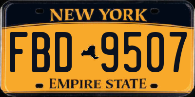 NY license plate FBD9507