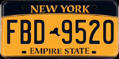 NY license plate FBD9520