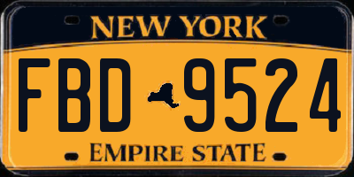 NY license plate FBD9524