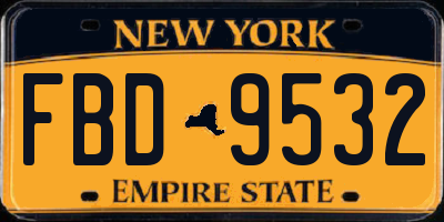 NY license plate FBD9532