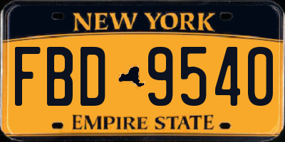 NY license plate FBD9540