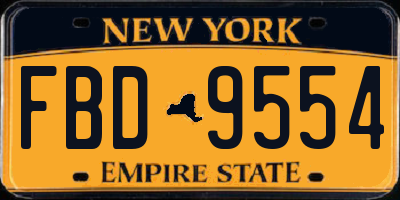NY license plate FBD9554