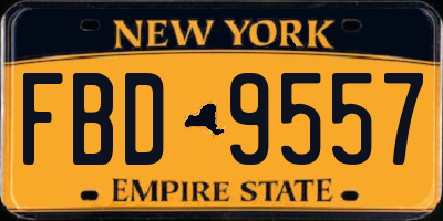 NY license plate FBD9557