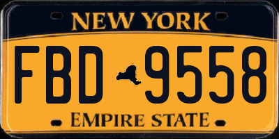 NY license plate FBD9558