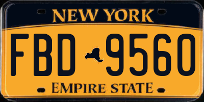 NY license plate FBD9560