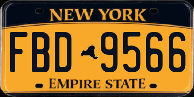 NY license plate FBD9566