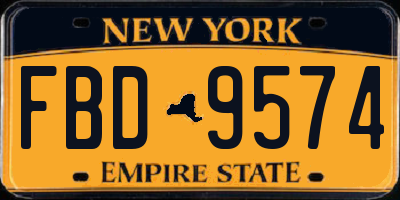 NY license plate FBD9574