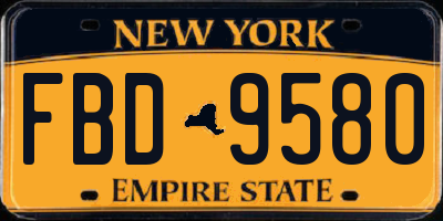 NY license plate FBD9580
