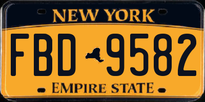 NY license plate FBD9582